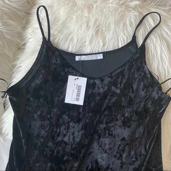 Boutique Black Velvet Spaghetti Strap Slip Dress - Picture 12 of 12